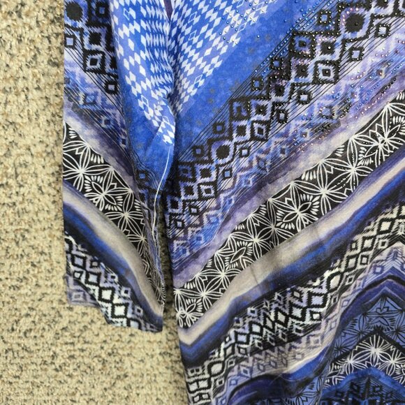 Chicos Top Womens 0 US Small Blue Scoop Neck Embellished 3/4 Sleeve Tee Casual - Picture 3 of 7